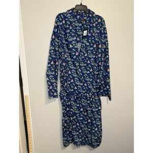 Polo Ralph Lauren Navy Island Sail Boats Woven Cotton Robe Men's L/XL